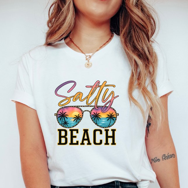 Camiseta Salty Beach Sunglasses;  Retro Summer Palm Tree  (Subido por el creador)