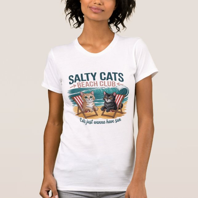 Camiseta Salty Cats Beach Club, Summer Vacation, Funny Cats (Anverso)
