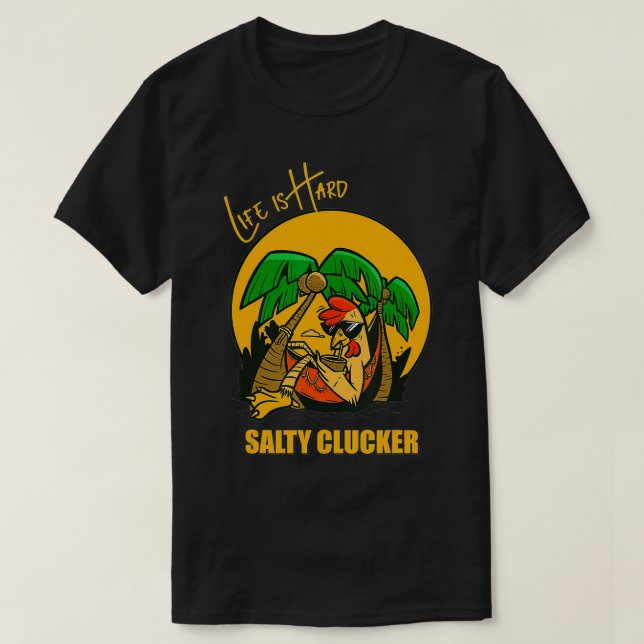 Camiseta Salty Clucker Gráfico en una Playa Tropical Divert (Diseño del anverso)