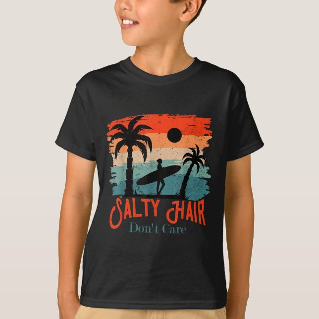 Camiseta Salty Hair Don't Care Vintage Surfer  (Anverso)