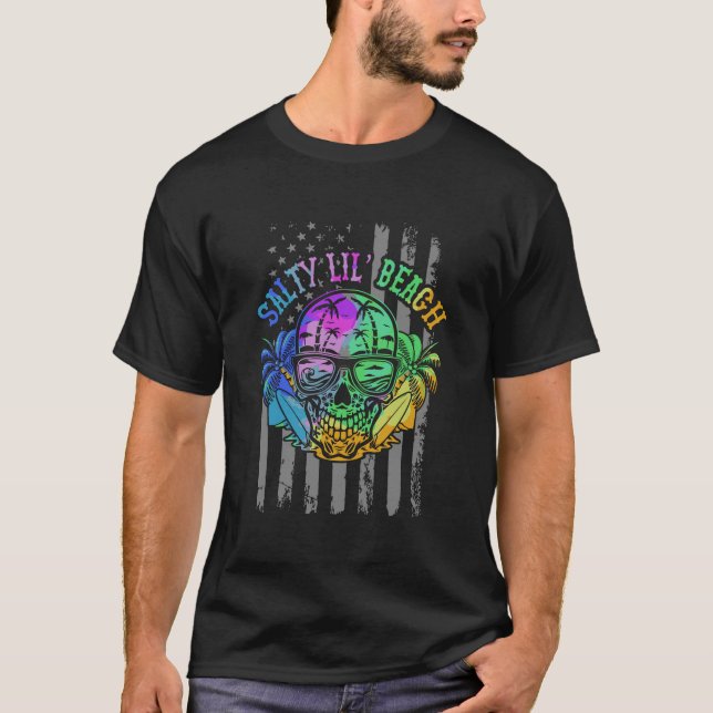 Camiseta Salty Lil' Beach Skull Beach Sungafas Palmeras (Anverso)