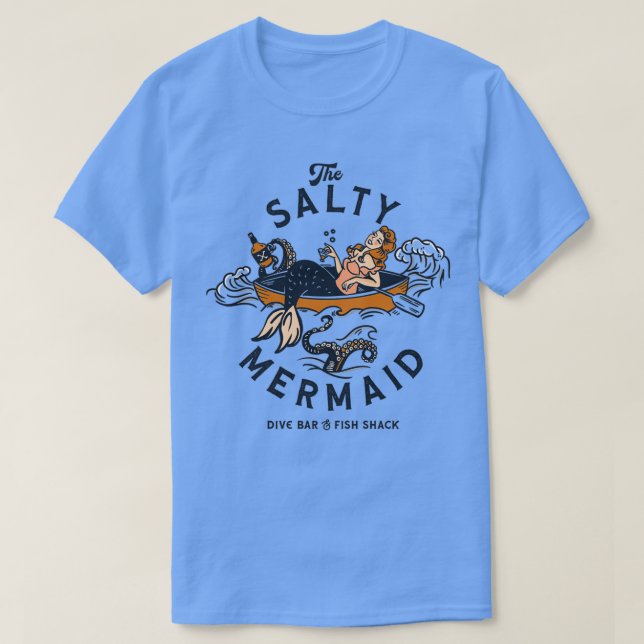 Camiseta Salty Mermaid Dive Bar Fish Shack Guay Retro M (Diseño del anverso)
