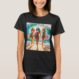 Camiseta Salty Sisterhood Trio Girls Beach Walk Surfer