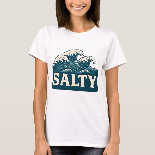 Camiseta Salty Teal Blue Surf Beach Waves | Coastal Life (Anverso)