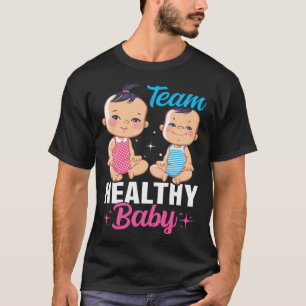 Camiseta Salud del Equipo Bebé Invitación de Género Embaraz
