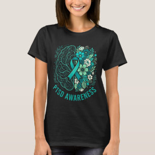 Camiseta Salud mental conciencia del TEPT cerebro y floral
