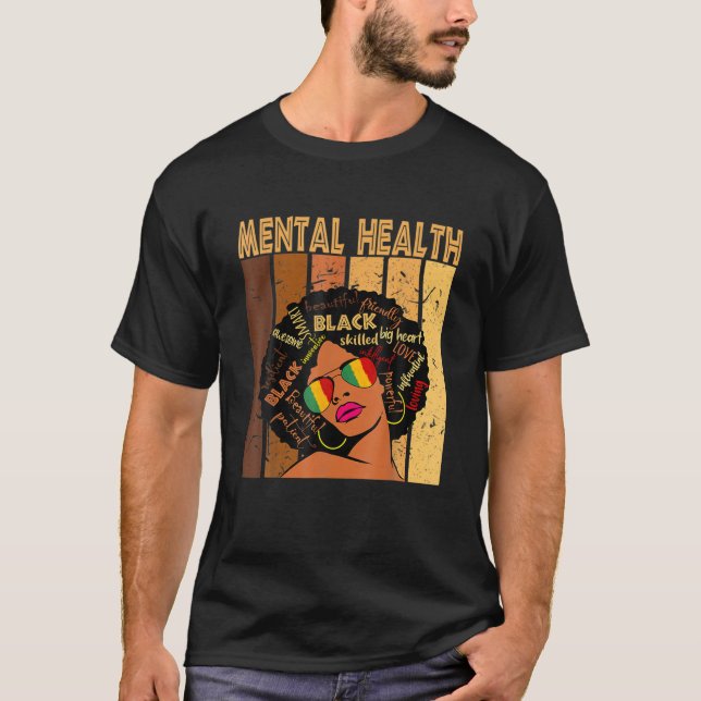 Camiseta Salud mental Historia negra afroamericana de afroa (Anverso)
