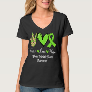 Camiseta Salud Mental Mundial WMH Paz Amor Esperanza Verde