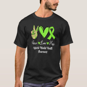 Camiseta Salud Mental Mundial WMH Peace Love Hope Lime Gree