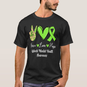 Camiseta Salud Mental Mundial WMH Peace Love Hope Lime Gree