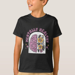 Camiseta Salud Mental S Conciencia Flores De Cerebro Ropa