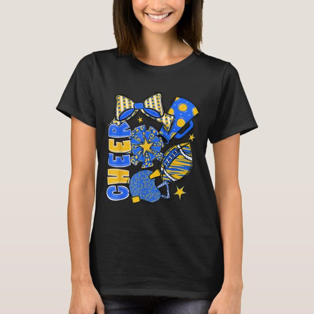 Camiseta Saluda a mamá Blue Cheerader Game Day Cheo Foo (Anverso)