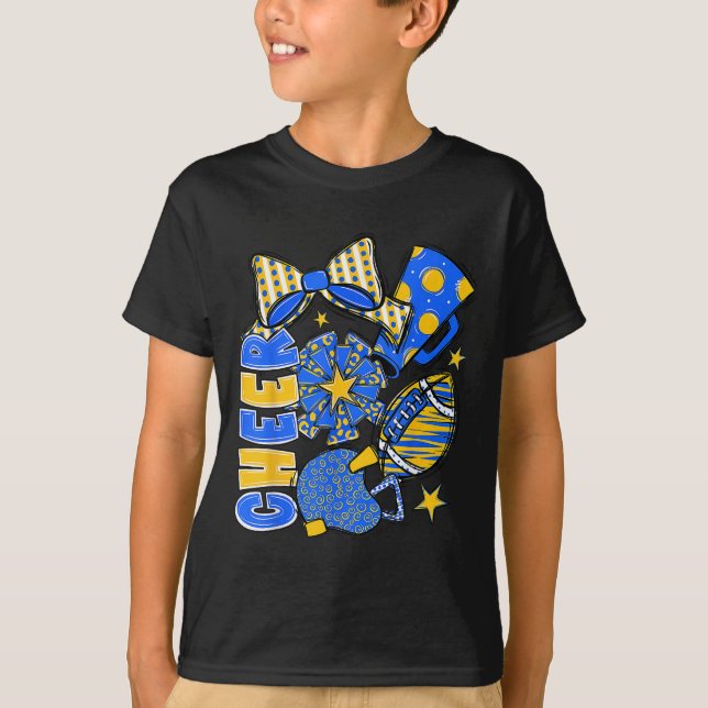Camiseta Saluda a mamá Blue Cheerader Game Day Cheo Foo (Anverso)