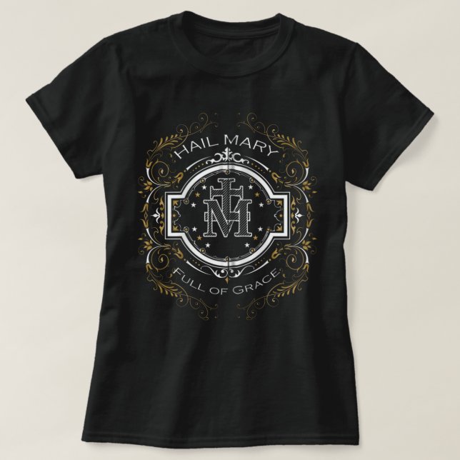 Camiseta Saluda a María llena de oración de gracia nuestra  (Diseño del anverso)