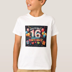 Camiseta Saludable saludo de cumpleaños número 16 con los n