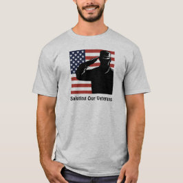 Camiseta Saludando a Nuestros Veteranos Soldado y Bandera A