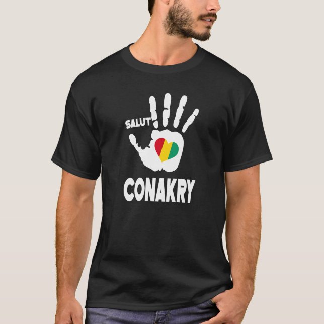 Camiseta Saludo A Guinea Conakry Con La Bandera De Guinea E (Anverso)