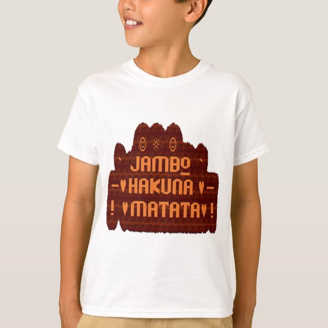 Camiseta Saludo africano: Diseño de madera Jambo Hakuna Mat (Anverso)