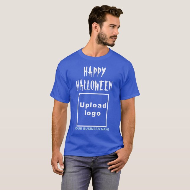 Camiseta Saludo de Halloween de negocios en Deep Royal Blue (Anverso completo)