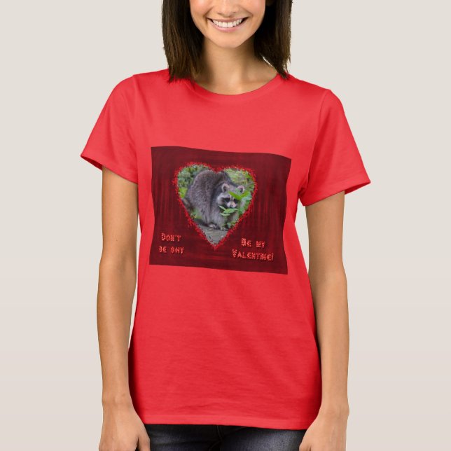 Camiseta Saludo del el día de San Valentín - mapache tímido (Anverso)