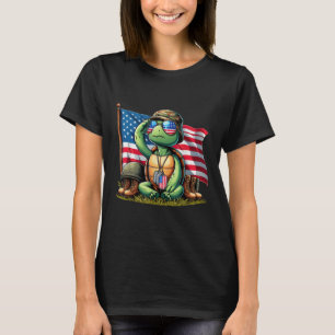 Camiseta Saludo Turtle American Flag Memorial Day 4O