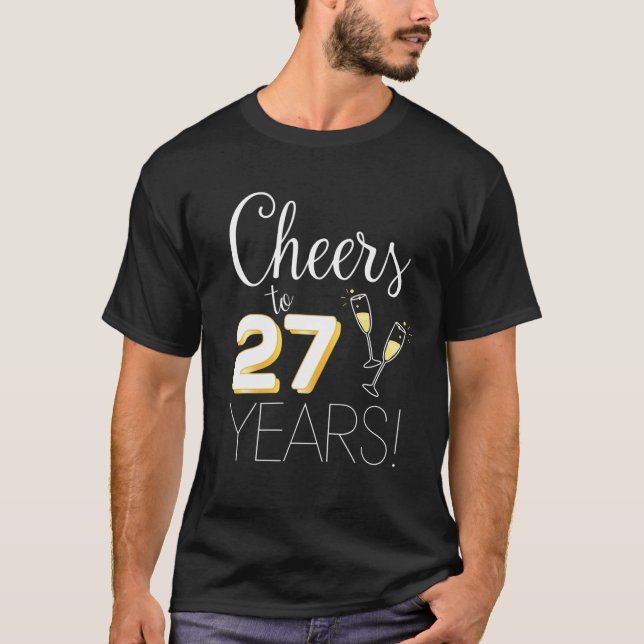 Camiseta Saludos A 27 Años Pareja Casada Champagne Annive (Anverso)