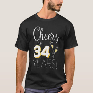Camiseta Saludos A 34 Años Pareja Casada Champagne Annive