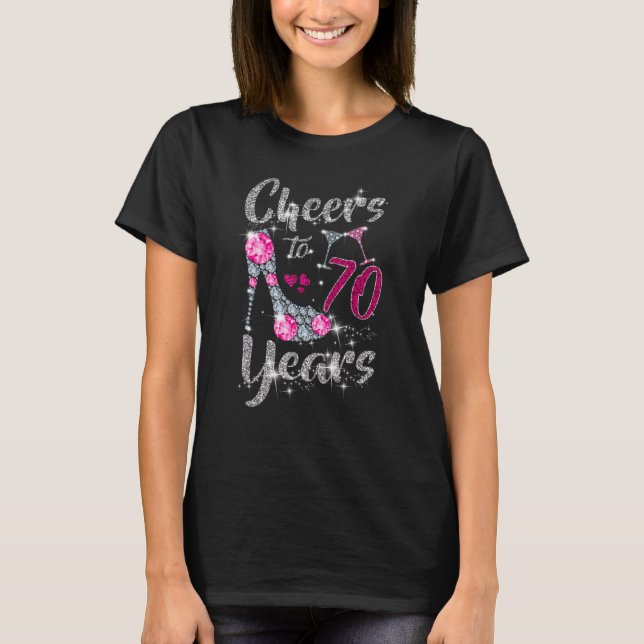 Camiseta Saludos a 70 años 70 cumpleaños zapatos de vino Di (Anverso)