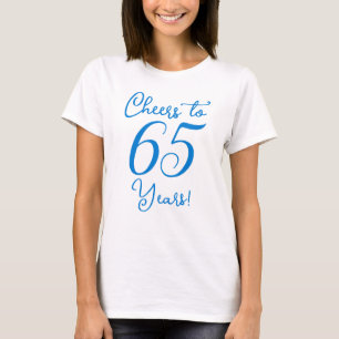 Camiseta Saludos a la fiesta de cumpleaños azul de 65 años