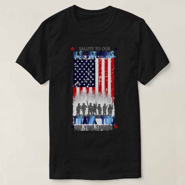 Camiseta Saludos a nuestros veteranos Gracias por su servic (Diseño del anverso)