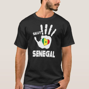 Camiseta Saludos A Senegal Con Bandera Selegalesa En Amor C