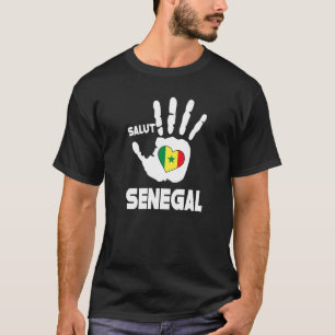 Camiseta Saludos A Senegal Con Bandera Selegalesa En Amor C