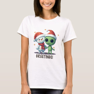 Camiseta Saludos A Snowman Y Alien