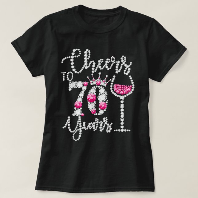 Camiseta Saludos al regalo de 70 años de edad Reina (Diseño del anverso)