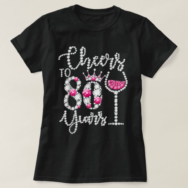 Camiseta Saludos al regalo de 80 años de edad Reina (Diseño del anverso)