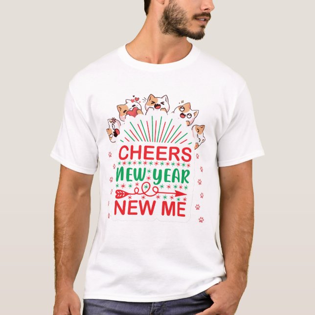 Camiseta Saludos Año Nuevo Me Cats Diversas Emociones (Anverso)