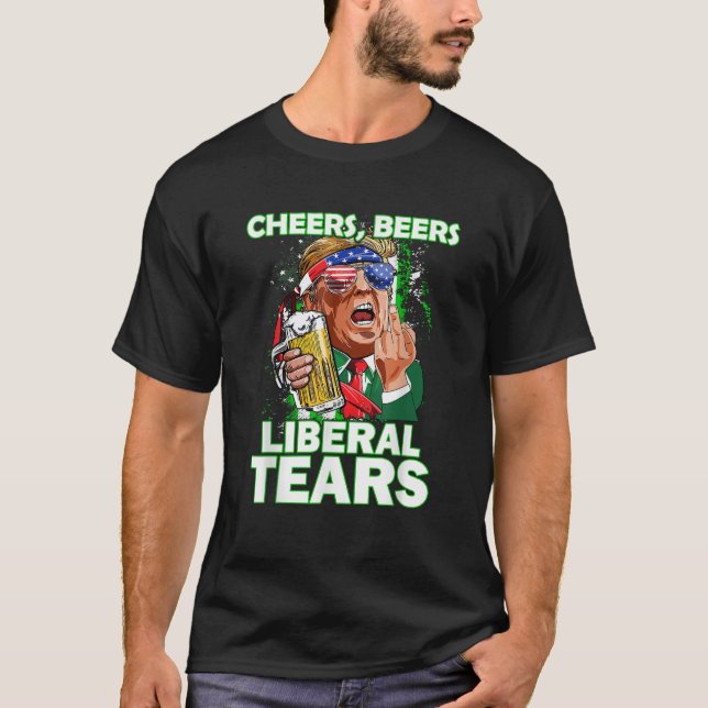 Camiseta Saludos Cervezas Lágrimas liberales Trump sostenie (Anverso)