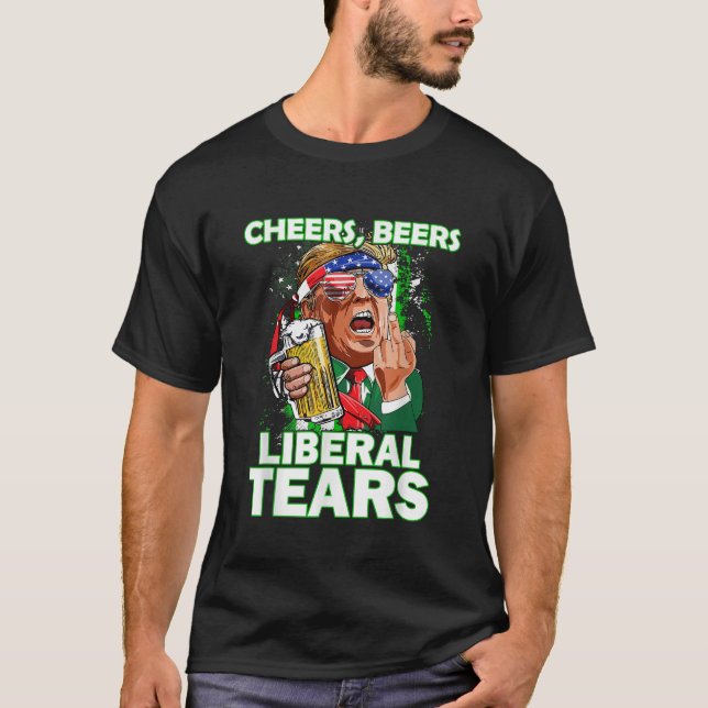 Camiseta Saludos Cervezas Lágrimas liberales Trump sostenie (Anverso)