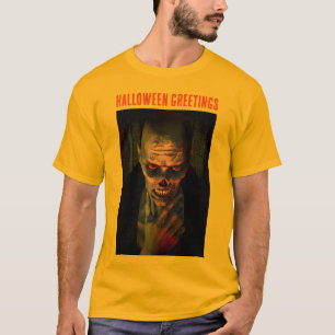 Camiseta Saludos de Halloween. Zombie