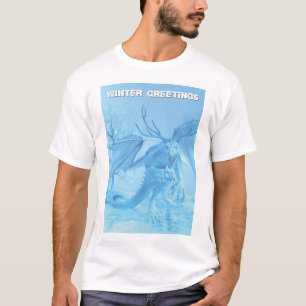 Camiseta Saludos de invierno. Dragón de hielo con cuernos