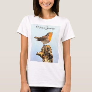 Camiseta Saludos de invierno. Robin cantando