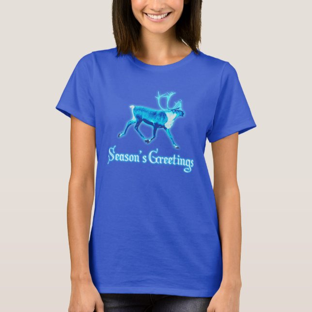 Camiseta Saludos de temporada - Blue Caribou (reno) (Anverso)