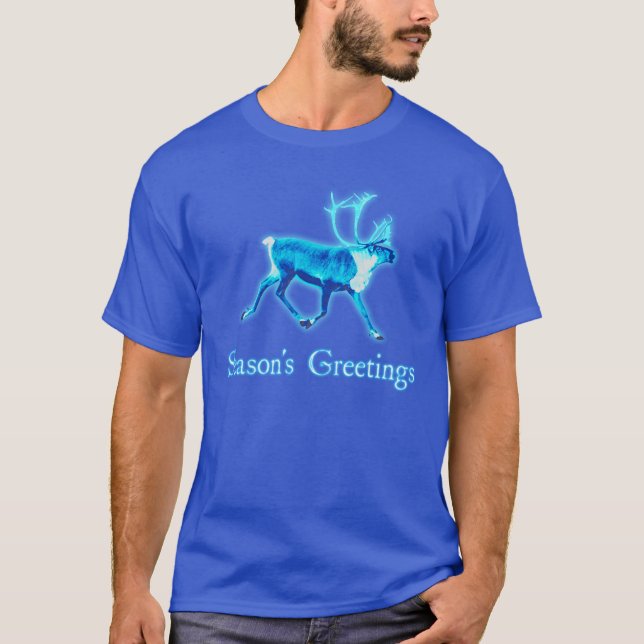 Camiseta Saludos de temporada - Blue Caribou (reno) (Anverso)