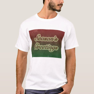 Camiseta Saludos de temporada en texto sobre rojo y verde