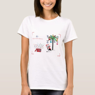 Camiseta Saludos de vacaciones de paz, palmera, perro