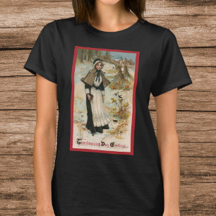 Camiseta Saludos del Día de Acción de Gracias con una mujer