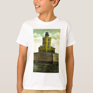 Camiseta Saludos del faro de Austin Michigan del puerto de