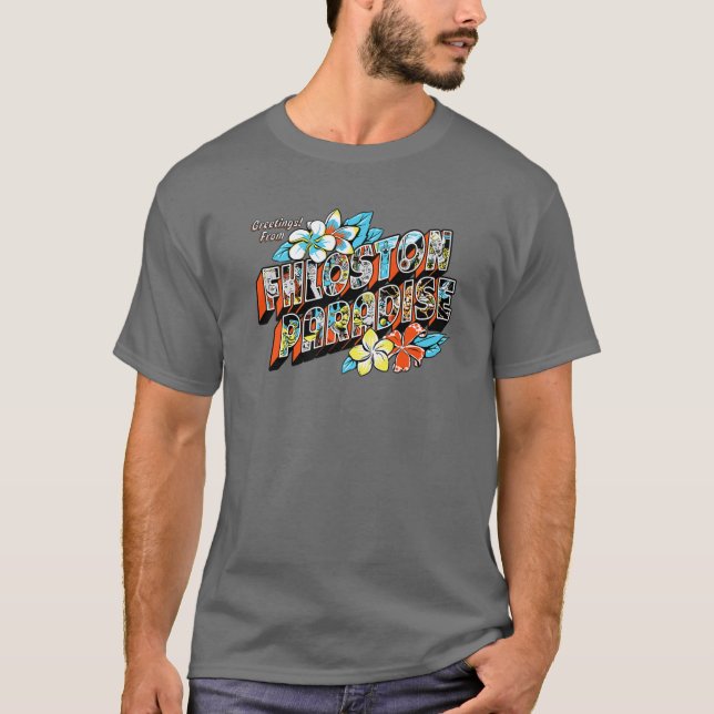 Camiseta "Saludos desde el paraíso de Fhloston" estilo post (Anverso)