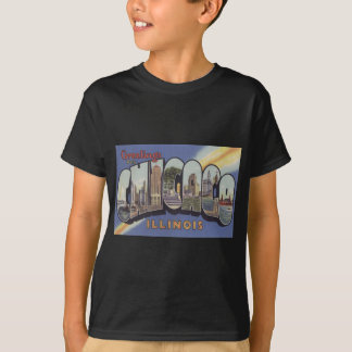 Camiseta Saludos desde el tema vintage de la carta grande d