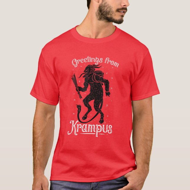 Camiseta Saludos desde Krampus, Paganismo Divertido Pregerm (Anverso)